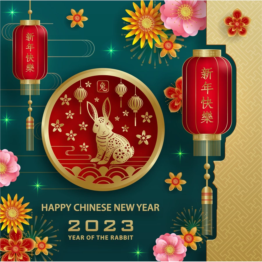 2023兔年中国风新年春节剪纸风节日宣传插画海报背景展板AI素材【256】